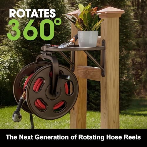 Liberty Garden Navigator Hose Reel, Bronze, with Flip Top - style: Classic, Pull Up Latch