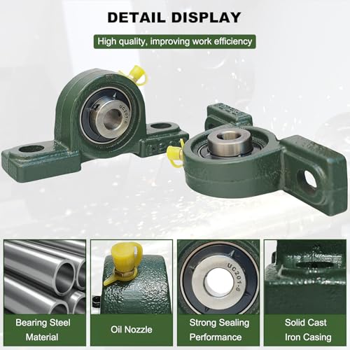 2 Pack UCP201-8 Pillow Block Bearing - 1/2" Mounted Pillow Block Bearings Solid Cast Iron Base - Self Alignment (UCP201) - style: UCP201-8