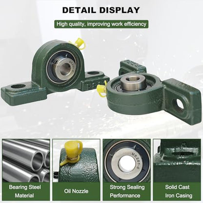 2 Pack UCP201-8 Pillow Block Bearing - 1/2" Mounted Pillow Block Bearings Solid Cast Iron Base - Self Alignment (UCP201) - style: UCP201-8