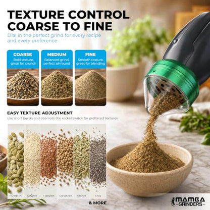 Mamba Original Electric Seed Grinder, USB-C Rechargeable Spice Mill, Gray - color: Anchor Gray & Green