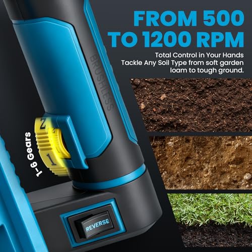 NEWTRY Cordless Earth Auger, 1200W Electric Post Hole Digger, 500-1200RPM