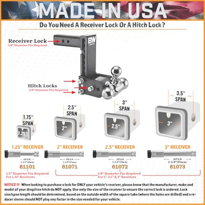 61073 | Receiver Lock for 3" Receiver - color: 1PK (1) Receiver Lock, size: Fits: 3.0" Receiver
