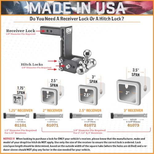 61071 | Receiver Lock for 2" Receiver - Class III & IV - color: 1PK (1) Receiver Lock, size: Fits: 2.0" Receiver - Class III & IV