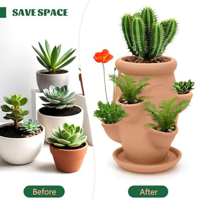 Small Strawberry Tower Pot Planter,Vertical Multi Pocket Ceramic Strawberry Succulent Planter Tower for Outdoor Plants