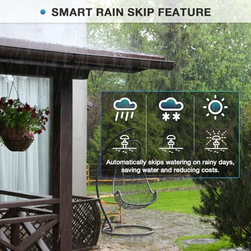 6 Zone Smart Sprinkler Controller with Local Weather Intelligence and Atmosphere Lights, Automated Watering and App Control WiFi Irrigation System, Save Water Through Rain Skip - size: 6 Zone