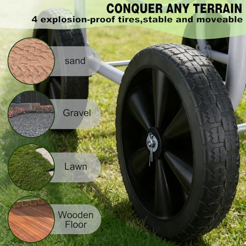 Hose Reel Cart, 250 FT of 5/8’’ Hose, Heavy-Duty Water Hose Cart with 4 Wheels, Storage Basket, Portable Water Hose Organizer for Outside Yard, Outdoor Planting Tool (Sliver) - size: 250FT
