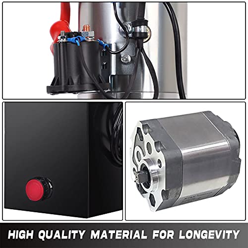 Ryan 8 Quart Hydraulic Power Unit, 12V DC Single Acting Hydraulic Power Unit, Iron Reservoir Hydraulic Pump for Lifting Dump Trailer