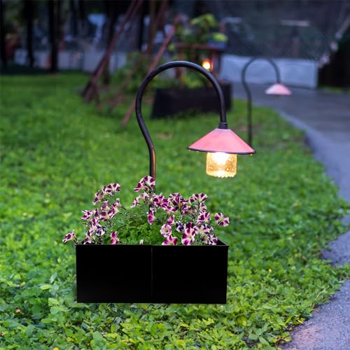 AuldHome Design Umbrella Planter for Patio Table (Black Square), w/Umbrella Hole, Enamelware Rectangular Planter Pots (Pack of 2) - color: Black, size: Large Square (Pack of 2)