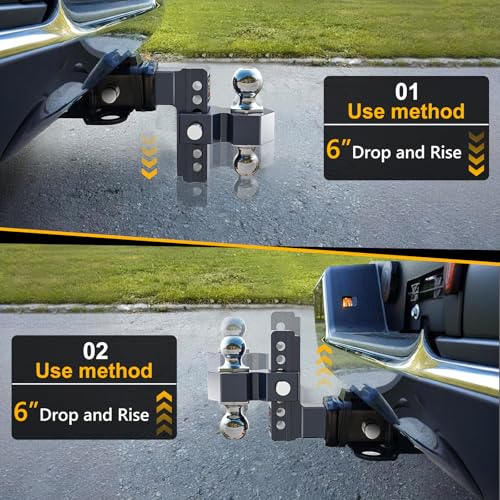 Adjustable Trailer Hitch, Drop Hitch for 2.5 Inch Receiver, 6 inch Aluminum Truck Hitch, 2 and 2-5/16 inch Balls, 18,500 LBS GTW,Bule Tow Hitches with Two Anti-Theft Locks