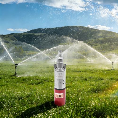 12V DC Submersible Well Pump, 180W Electric Powered Water Pump 396Gal Max Lift 20m/787.4in, Submersible Pump for Farm Irrigation Agricultural Garden Home