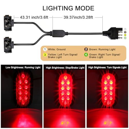 Partswcgg 6" Inch Oval Led Trailer Hitch Cargo Carrier Tail Lights Kit