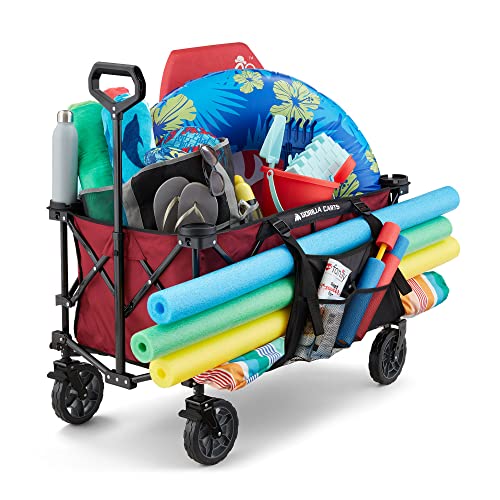 Gorilla Carts Collapsible Folding Outdoor Utility Wagon, 7 Cu Ft, Red - color: Red