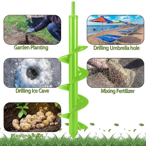 4 x 16'' Heavy Duty Auger Drill Bit for Planting (Green) - color: Green