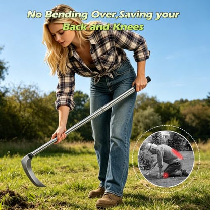 Sickle Weed Garden Scythe Tool Hand Grass Long Handle Cutter -39inch