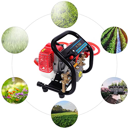 26cc 2 Stroke Gasoline Engine Sprayer, 0.25MPA High Pressure Sprayer, 650ml Fuel Tank Portable Agricultural Sprayer with 10m High-Pressure Hose & Copper Pump Head for Orchard Farm & Vehicle Cleaning