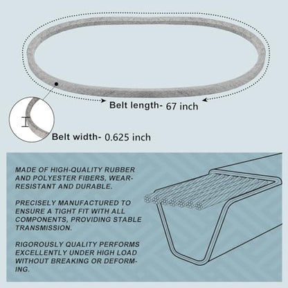 Holdly 754-0486 Deck Belt 5/8 x 67, Mower Belt for 754-0486 954-0486 Toro 112-7377 John Deere M44121, Heavy Duty Kevlar Aramid Belt for 46 '' Lawn Mower - size: 754-0486