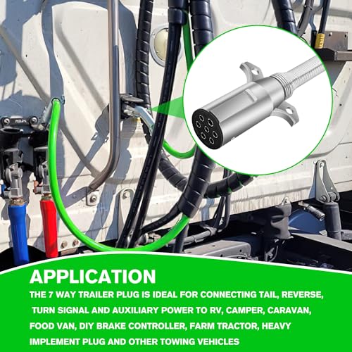 Nilight Heavy Duty 7 Pin Round Trailer Connector Assembly - color: SAE J560 Plug