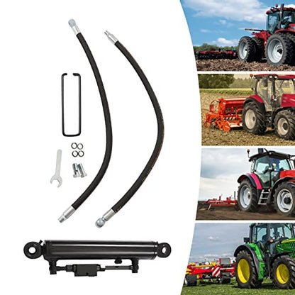 Hydraulic Top Link Cat. 1-1 with Locking Block 16 1/8-22 7/16” with 2 x Hose, Double Acting Hydraulic Cylinder, Can Be Mounted On Tractors, Excavators and Class 1 and 2 Equipment
