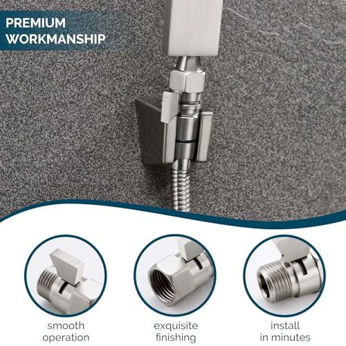Angle Simple Shower Valve Brushed Nickel, Flow Adjuster Restrictor Shut Off - color: Brushed Nickel