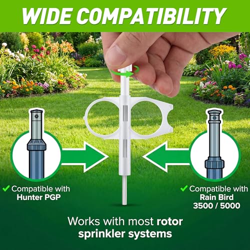 5 Pack Sprinkler Adjustment Tool Compatible with Hunter Rain Bird(White) | Rotor Key, Pull-Up Tool and Screwdriver, Arc and Radius Adjustment, Lawn Irrigation Maintenance - color: White