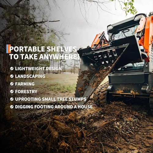 Heavy Duty Stump Bucket for Skid Steer Quick Attach, AR400 Serrated Edge Tree Scoop Digger, Tractor Loader Attachment for Root Removal, Black