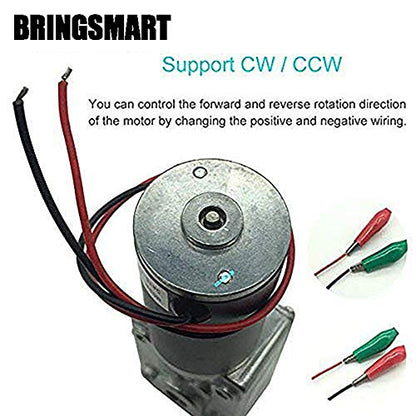BRINGSMART 12V 470rpm DC Worm Gear Motor Self-Locking Mini Engine Turbine - size: 12V 470rpm