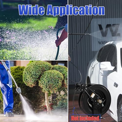 FIXFANS Pressure Washer Hose Reel 50FT X 3/8", Retractable - size: 50 FT x 3/8"