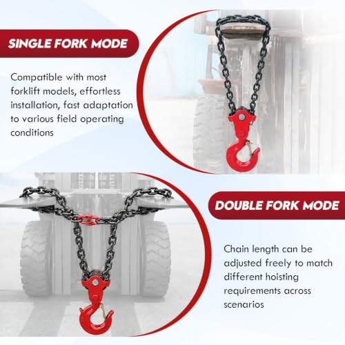 Forklift Lifting Hook 6600LBS, 360° Swivel, G80 Steel Forklift Attachment
