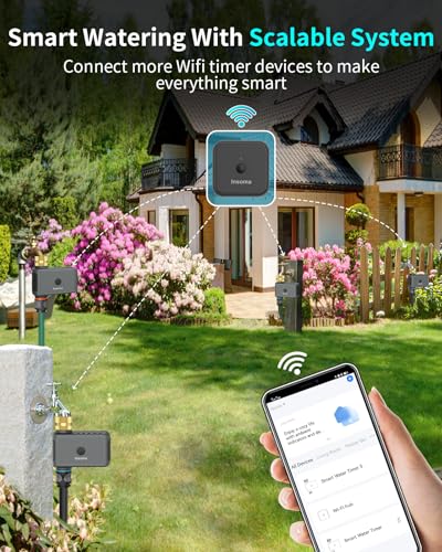 WiFi Hose Timer with Brass Inlet, Smart Water Timer 1 Zone, Sprinkler Timer w/WiFi hub for Remote Control via 2.4Ghz WiFi, Voice/App Controls with Alexa & Google Assistant, for Lawns Yards - size: WiFi Version Brass Inlet