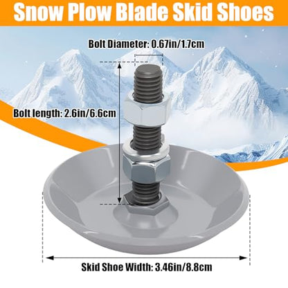 Podoy Snow Plow Blade Heavy Duty Skid Shoes (2 Pack) - color: Silver