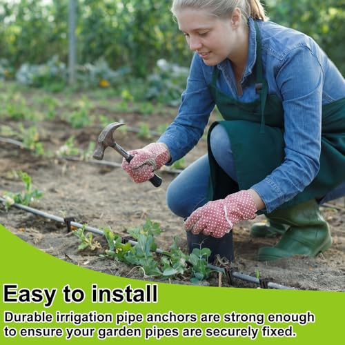 Glooglitter 120 Pack 1/4 Inch Drip Irrigation Stakes Garden Tubing Holder