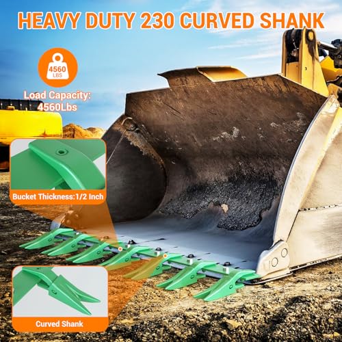 46" Bucket Tooth Bar for Tractor Loader 6 Shank Clamp On, Black - color: Green