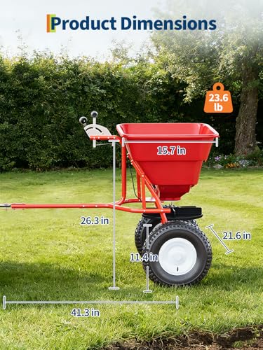 GarveeLife Tow-Behind Spreader, 85 Lbs Capacity Salt Broadcast Spreader