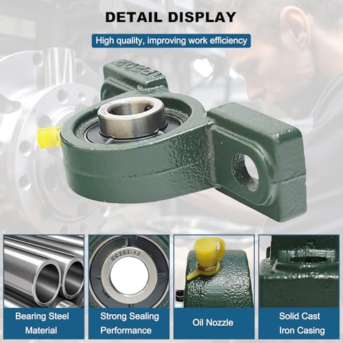 Tonmp 4 Pack UCP202-10 Pillow Block Bearing - 5/8 inch Mounted Pillow Block Bearings Solid Cast Iron Base - Self Alignment … - size: 4, style: UCP202-10