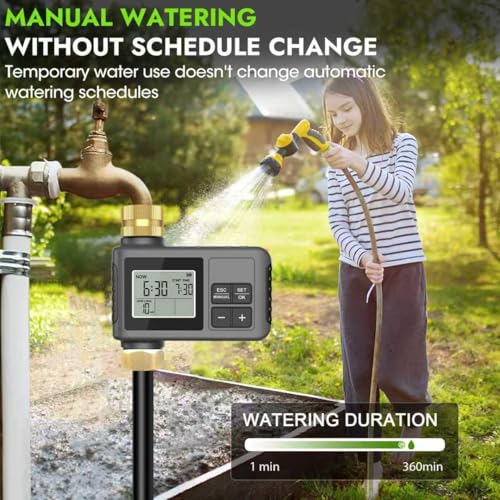 60FT Drip Irrigation System with Smart Water Timer - size: 60Ft Brass Fitting with Timer