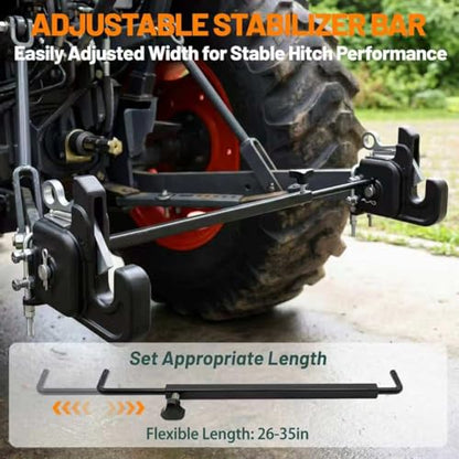 2026 Upgraded Cat 1&2 Tractor Easy Change Quick Hitch System, 3-Point Hitch - color: Black