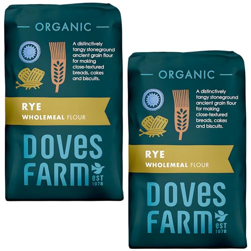 Doves Farm Organic Stoneground Wholemeal Rye Flour 2.2 lb (Pack of 2) - High Fiber Ancient Whole Grain Dark Rye Flour for British Baking Breads, Cakes & Biscuits | Kosher & Vegan | Imported from UK - size: 35.28 Ounce (Pack of 2)