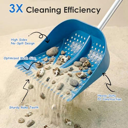 Thiswing Chicken Poop Scooper & Rake 2-in-1, Blue - color: Blue