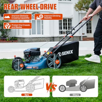 SENIX 21 in Self Propelled Gas Lawn Mower, 6 Cutting Height Adjustment - size: 21 Inch