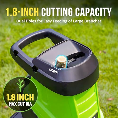 Electric Wood Chipper, 15 Amp Electric Leaf mulcher & Shredder, 1.8 Inch, 4000RPM with 50L Collection Bag, Ideal for Yard Waste, Leaves and Branches Easy Clean Up