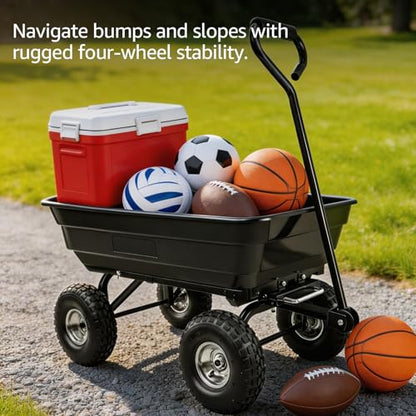 Garden Dump Cart Heavy-Duty 660lbs Utility Wagon for Beach