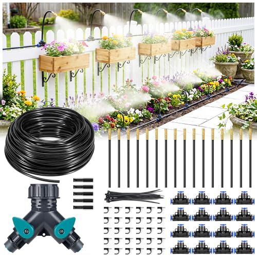 HIRALIY 100FT Misting Irrigation Kit - size: 100FT