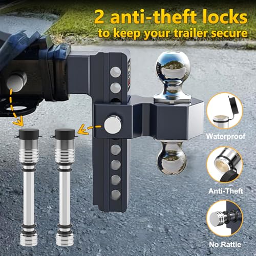 Adjustable Trailer Hitch, 8in Drop Hitch (for 2.5 Inch Receiver)