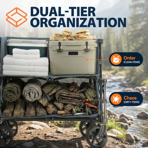 Sekey 400L Double-Decker Wagon, 500 lb Capacity, 50 in Extender - color: Blue
