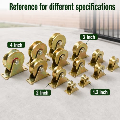 Lyplus Load Capacity 1105lbs 3-Inch U-Groove Caster Wheels with Bracket - Perfect for Inverted Gates, Heavy-Duty Machines, and Wire Rope Rails(2 Pack) - size: 3in-U 2Pack