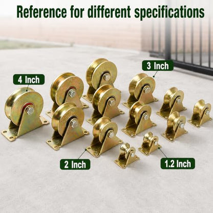 Lyplus Load Capacity 1105lbs 3-Inch U-Groove Caster Wheels with Bracket - Perfect for Inverted Gates, Heavy-Duty Machines, and Wire Rope Rails(2 Pack) - size: 3in-U 2Pack
