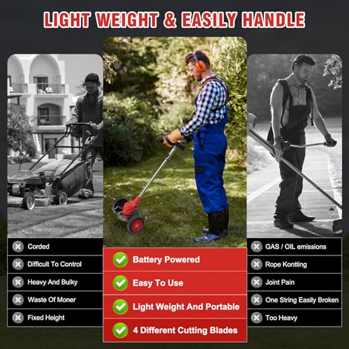 24V Electric Weed Wacker Cordless, 3 in 1 Battery Powered String Trimmer - color: Black-red