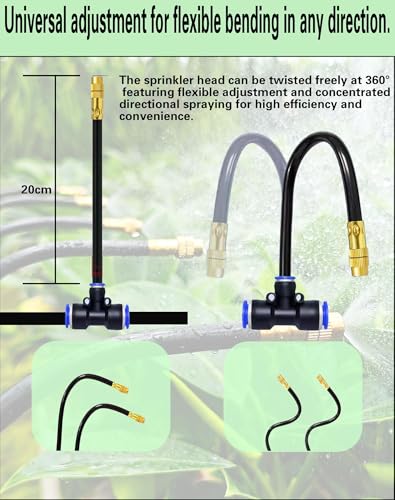 Drip Irrigation System,Automatic Garden Watering System, 360 Degree Adjustable Garden Sprinkler, High Output Mist Spray Nozzle for Potted Plants, Easy Connect & Rotating Head, Customizable Water Flow - size: 165 FT