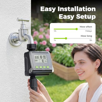 Sprinkler Timer for Garden Hose, Programmable Watering Timer with Rain Delay, Outdoor Automatic& Manual Irrigation Controller System for Lawn/Yard/Greenhouse V104 - color: Light Gray