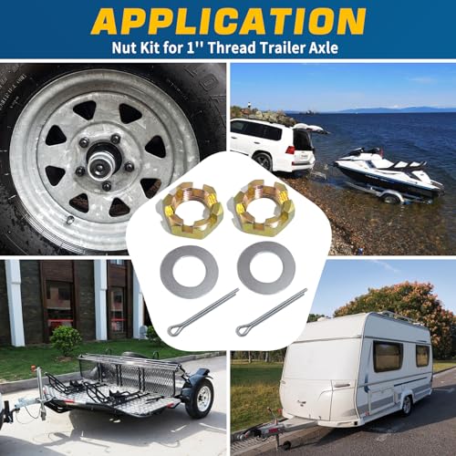 2Sets 1'' Trailer Axle Nut Kits Galvanized for 1'' Thread Spindle - color: KIT#8 (2Set 1'' Trailer Axle Nut Kit)